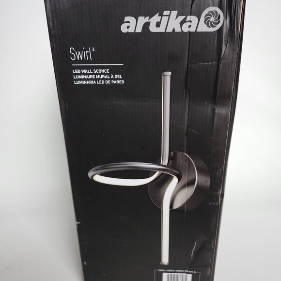 Artika Swirl Modern LED Wall Sconce Light Fixture, Black BNIP - Picture 3 of 4